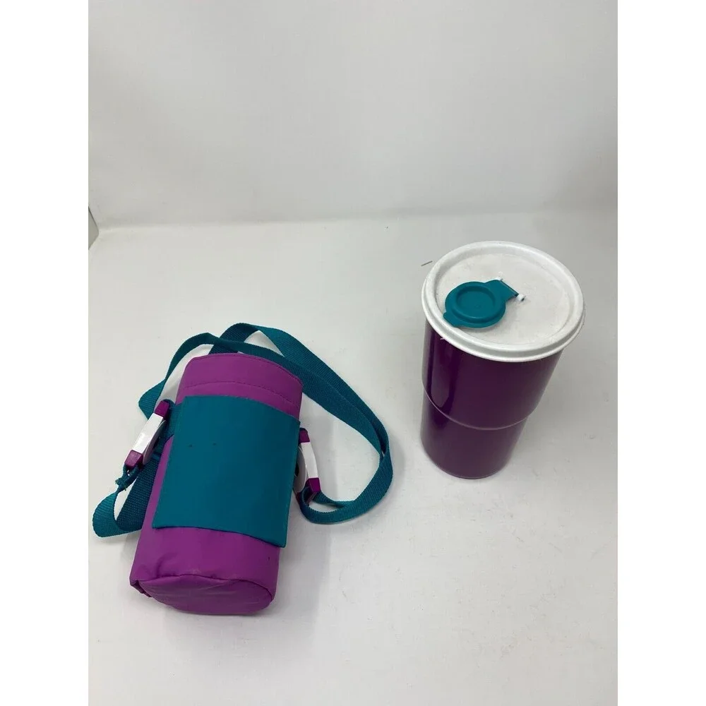 Tupperware‎ Hostess Beach Bright Picnic Totes & Cup Teal & Purple Retro Set